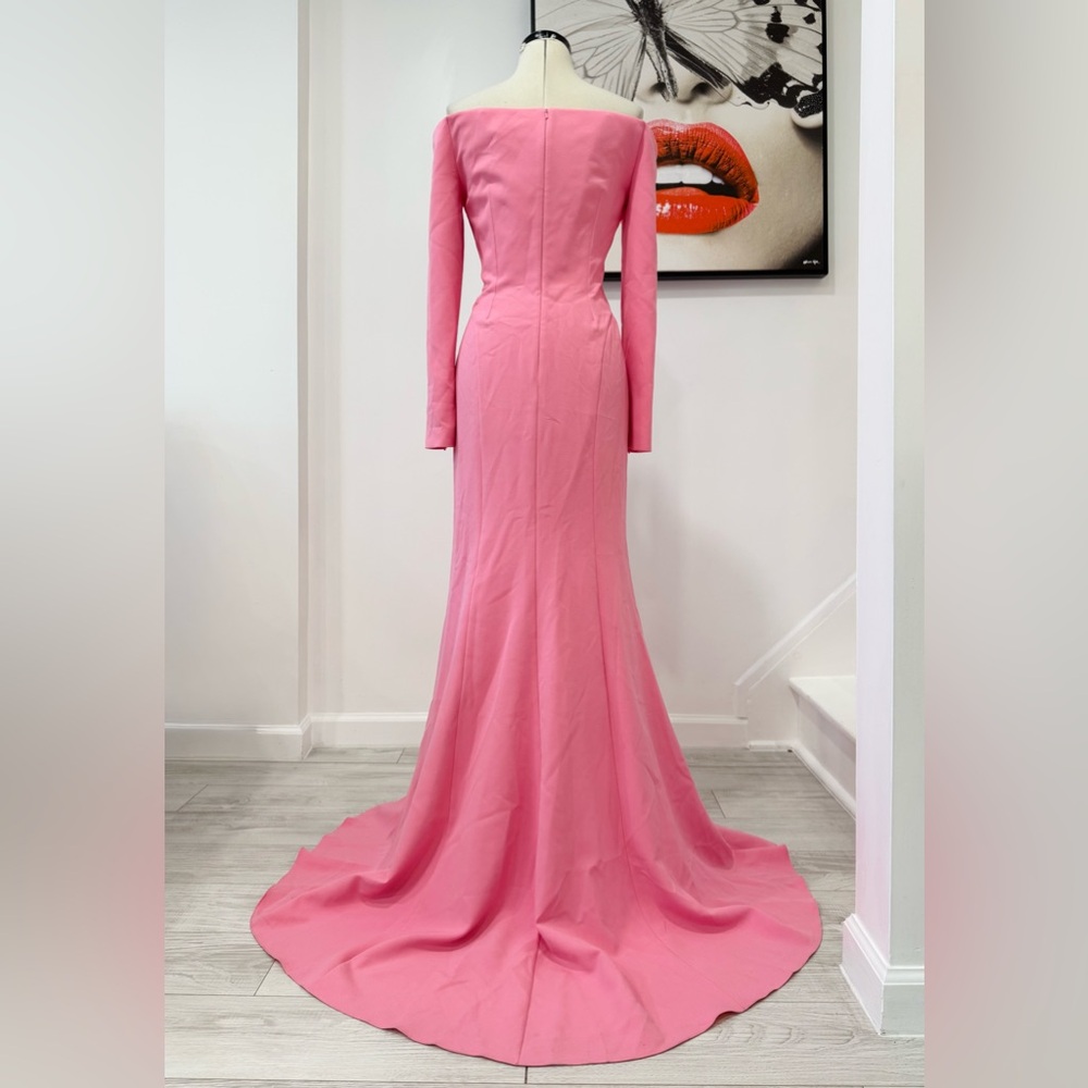 Safiyaa Rory Off-the-Shoulder Gown Pink Long Sleeve Maxi Dress - Picture 9 of 14